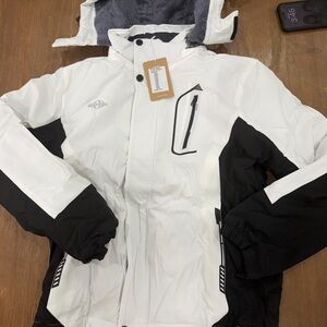 White and Gray Hooded Winter Jacket